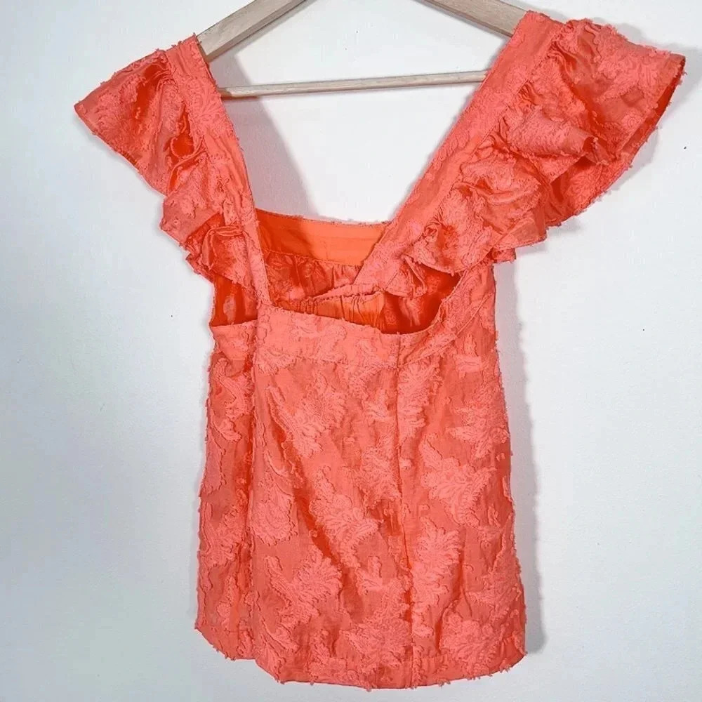 Anthropologie Coral Crossback Ruffled Top - Picture 11 of 14